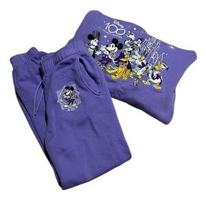 Disney Parks 100 Years of Magic Purple Sweatshirt & Sweat Pants Set